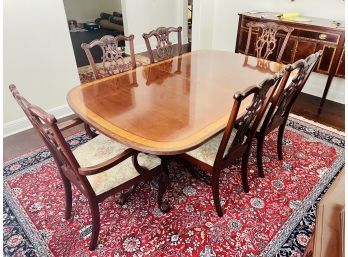 Ethan Allen 18th Century Mahogany Collection Dining Table With 8 Chairs & 3 Leaves