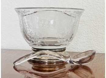 Sterling Silver Base Divided Bowl With Serving Spoon
