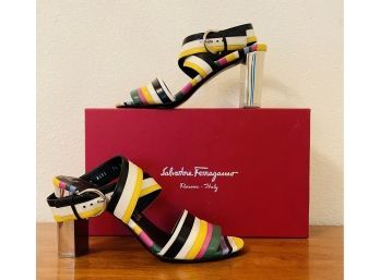 Salvatore Ferragamo Gilli Multi-color Heeled Sandal Women's Size 7.5