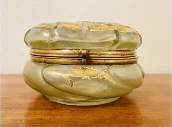 Hand Painted Lidded Box With Brass Fittings