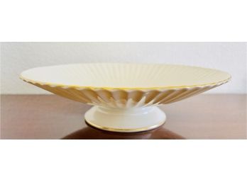 Vintage Lenox Platinum Porcelain Serving Pedestal Fluted Bowl