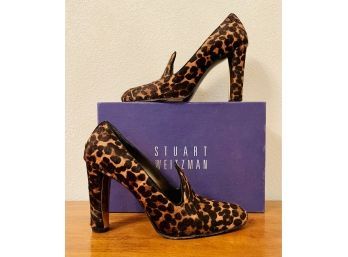 Stuart Weitzman Uprise Leopard-Print Calf Hair Pumps Women's Size 7.5
