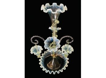Very Impressive English Green Glass Late 19th Century Epergne