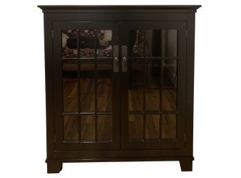 Crate And Barrel Black Glass Cabinet Has Scuffs And Scrapes