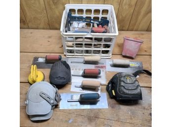 Misc Lot Of Knee Pads, Notched Trowels And Much More