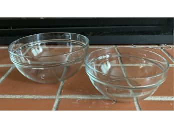 Pair Of Medium Glass Mixing Bowls