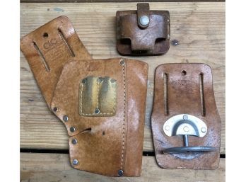Small Grouping Of Leather Tool Holders  Including Cordless Drill Holder And More