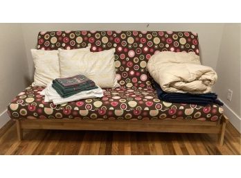 Solid Wood Full Sized Futon, With Protecting Pad, Pillows, Sheets And A Goose Down Comforter