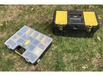 Duo Of Stanley Boxes With Yard Irrigation, Drip Line And Garden Hose Repairing Materials