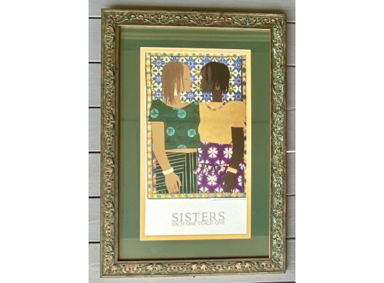 Lilies Of The Nile Varnette P Honeywood Poster Titled Sisters Each One Teach One