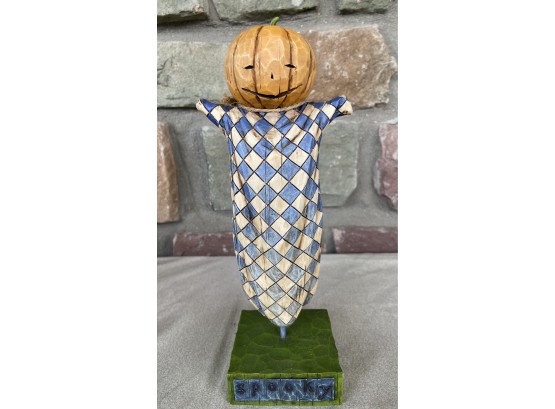 'spooky' Pumpkin Scarecrow Figurine By Heartwood Creak