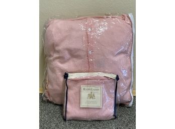 Pair Of Two Ralph Lauren Woven Faux Sweater Pillow Shams In Baby Pink