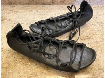 Trippen Black Leather Gladiator Sandals