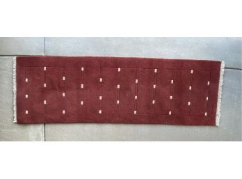 Red & Cream Cotton Runner With Dot Pattern