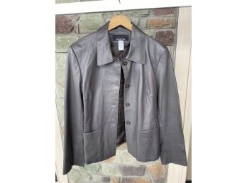 Jones NY Size 12 Grey Genuine Leather Jacket