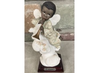 G. Armani 'love' Angel Figurine On Wooden Base