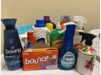 Group Of Laundry Detergent Including Woolite, Scotchguard, & Tide