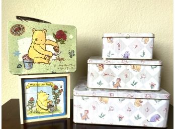 Collection Of Winnie The Pooh Nesting Tins And Charpente Lunchbox