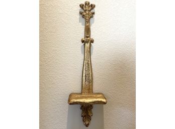 Florentine Gold Painted Wood Wall Hanging With Small Shelf