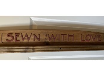 Wooden Quilt Display Rack With Carved “Sewn With Love”