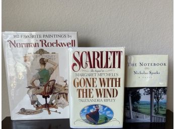 Group Of Books Including Norman Rockwell Coffee Table Book And Scarlett By Alexandra Ripley