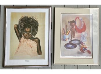 Grouping Of Two Child Art Pieces Including “Pretty Eyes” By Tom McKinney & Signed/Numbered Print 418/450