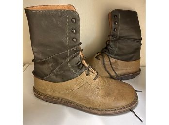 Trippen Lace Up Green And Tan Combat Boots Size 38