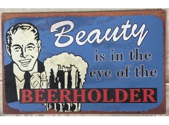 M.j. Mcnosky ' Beauty Is In The Eye Of The Beerholder Metal Poster