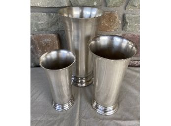 (3) Various Sized Restoration Hardware Aluminum Vases