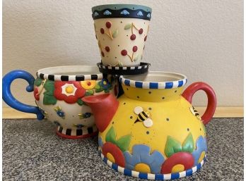 Group Of 3 Mary Engelbreit Garden Pieces Incuding Teapot Planters