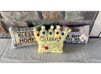 (3) Mary Engelbreit Decorative Pillows With Quotes