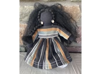 Large Fabric Doll With Lifelike Hair & Beautiful Hand Stitched Dress