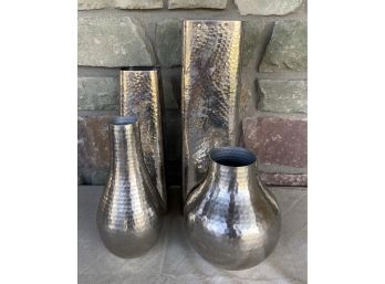 (4) Assorted Shape & Size Aluminum Vases