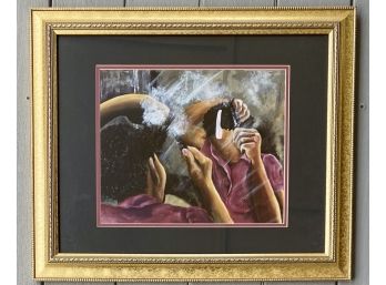 Framed Annie Lee Print Of Woman With Hair Comb Dated 1994