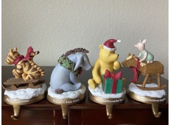 Collection Of 5 Winnie The Pooh Heavy Sculpted Resin Stocking Holders