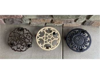 (3) Assorted Metal Plant Bases With Plastic Wheels