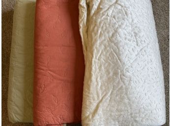 Pair Of Three Donna Karan Quilted Coverlets -Two King Sized, One Queen