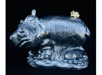 Hippo From The Baby Animal Series  Pewter Sculpture By Michael Ricker, Hallmark Casting 1 (CoA)