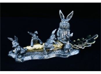 Rabbits, Carrot From Animal Cartoons Series Pewter Sculpture By Michael Ricker, Hallmark Casting 1 (CoA)