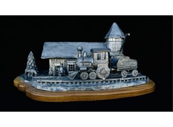 Train Depot From The Santa Ville Series Pewter Sculpture By Michael Ricker, No Certificate Of Authenticity