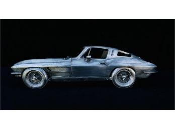 1963 Corvette 'Drive In' Pewter Sculpture By Michael Ricker. No Certificate Of Authenticity.