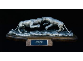 Control Of The Pack From The Survival Series Pewter Sculpture By Michael Ricker, Hallmark Casting 1 (CoA)