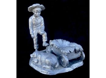 Boy, Dog, Wagon From Annual Eggs Series Pewter Sculpture By Michael Ricker, Hallmark Casting 1 (CoA)