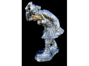 Posing Clown Lady Pewter Sculpture By Michael Ricker, Hallmark Casting 1 (CoA)