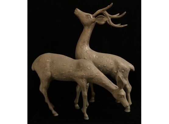 Deer And Doe Brass Statuettes