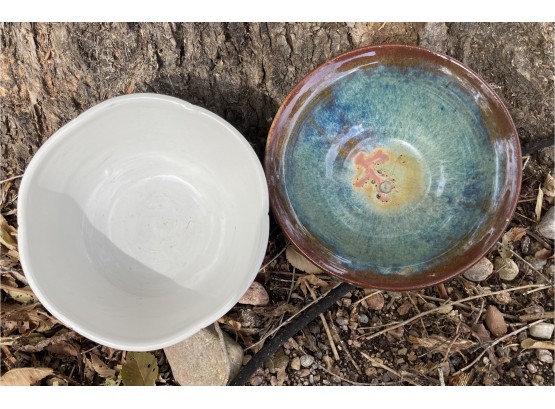 2 Signed Glazed Handmade Bowls
