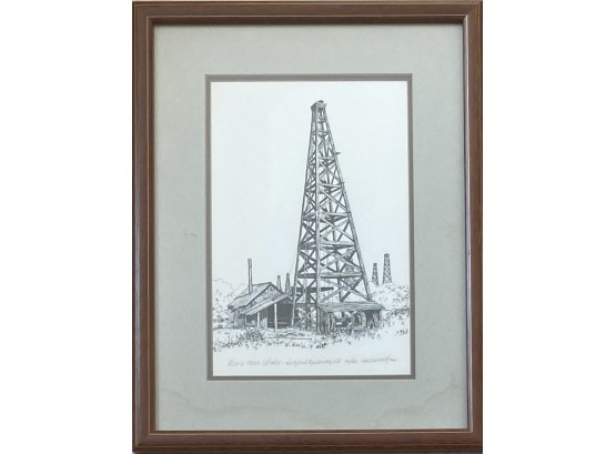 Early Oil Rig Numbered 26/42 Print Signed By GE Geivett
