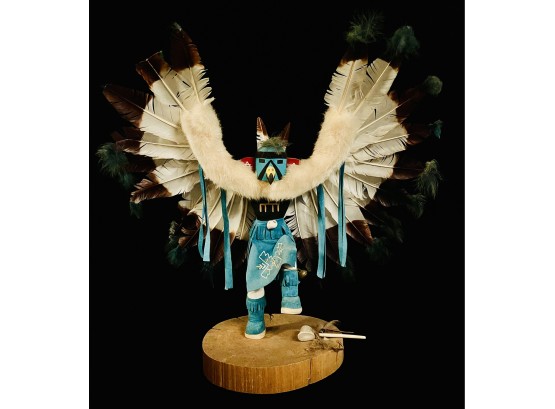 Navajo Made Large Eagle Dancer Kachina Doll, Signed By Artist