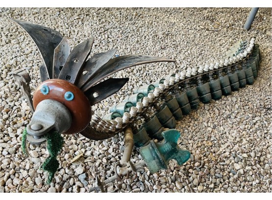 Original Swetsville Zoo Dragon Insulator Sculpture By Bill Swets