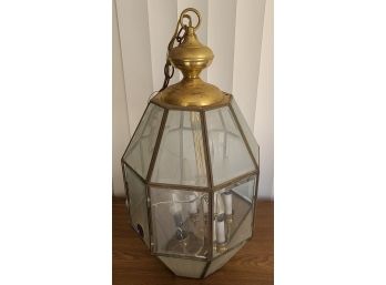 Vintage Glass & Brass Hanging Lantern